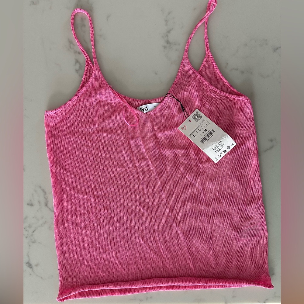 Zara Pink Fitted Sleeveless Camisole